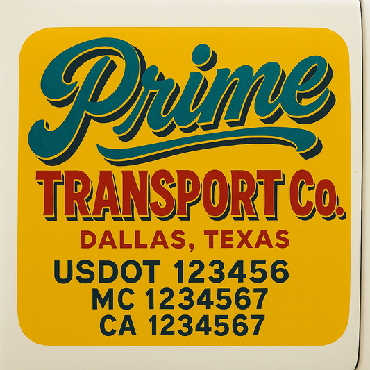 Trucking Door Decal With Name, City, USDOT, MC, CA, KYU, or Regulation Number Decal Stickers | Semi Truck US DOT Lettering Signs