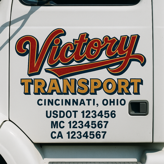 Trucking Door Decal With Name, City, USDOT, MC, CA, KYU, or Regulation Number Decal Stickers | Semi Truck US DOT Lettering Signs