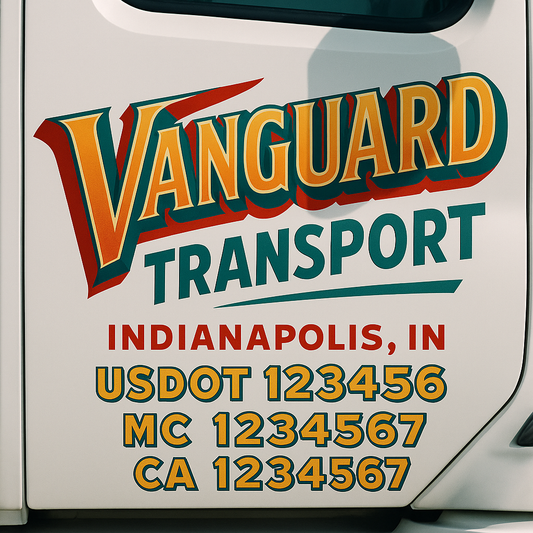 Trucking Door Decal With Name, City, USDOT, MC, CA, KYU, or Regulation Number Decal Stickers | Semi Truck US DOT Lettering Signs
