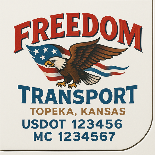 Trucking Door Decal With Name, City, USDOT, MC, CA, KYU, or Regulation Number Decal Stickers | Semi Truck US DOT Lettering Signs
