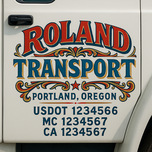 Trucking Door Decal With Name, City, USDOT, MC, CA, KYU, or Regulation Number Decal Stickers | Semi Truck US DOT Lettering Signs