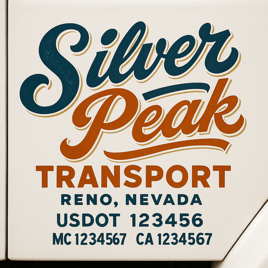 Trucking Door Decal With Name, City, USDOT, MC, CA, KYU, or Regulation Number Decal Stickers | Semi Truck US DOT Lettering Signs