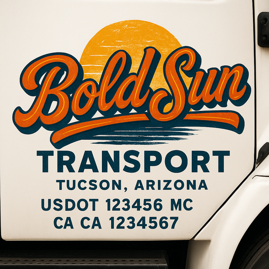 Trucking Door Decal With Name, City, USDOT, MC, CA, KYU, or Regulation Number Decal Stickers | Semi Truck US DOT Lettering Signs