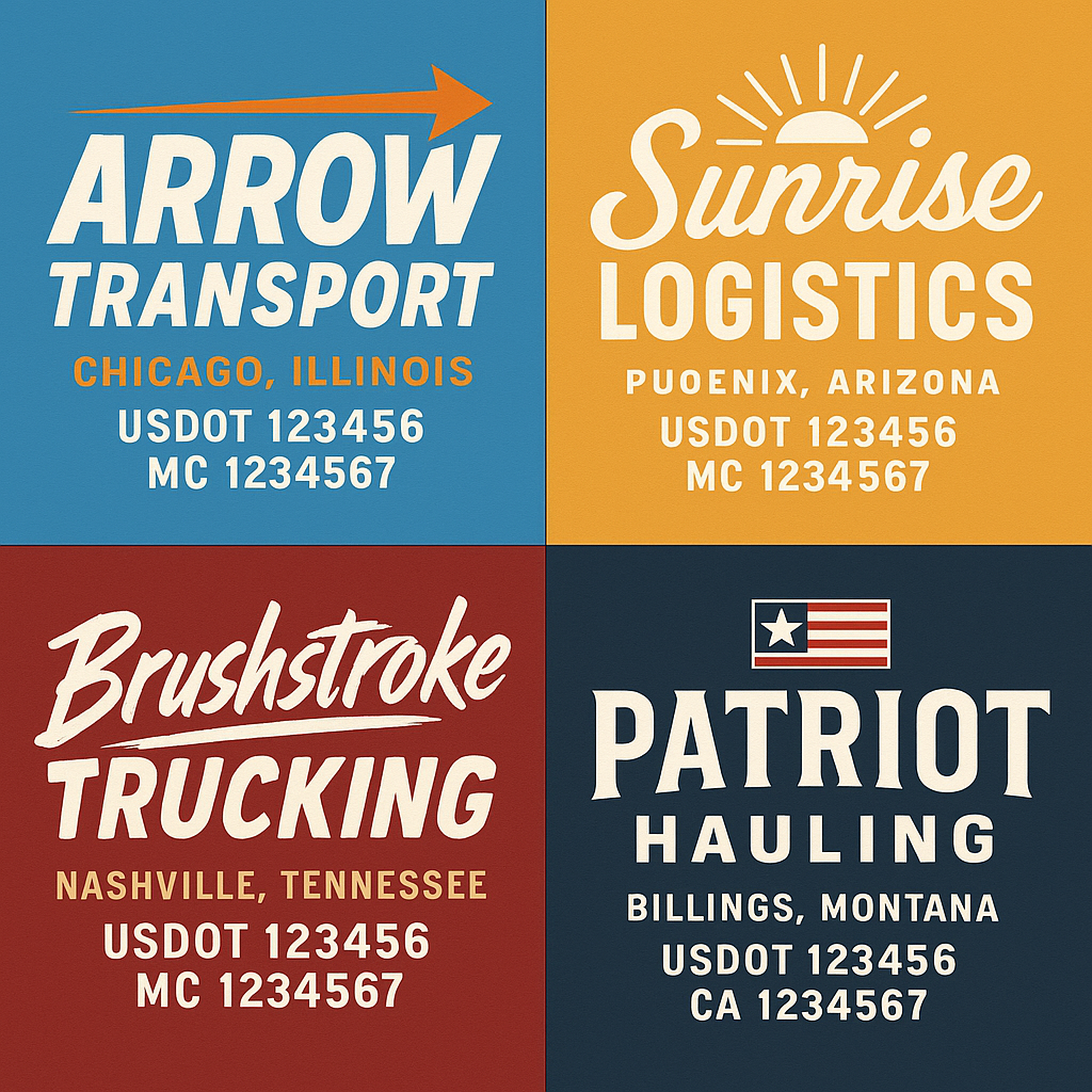 Trucking Door Decal With Name, City, USDOT, MC, CA, KYU, or Regulation Number Decal Stickers | Semi Truck US DOT Lettering Signs