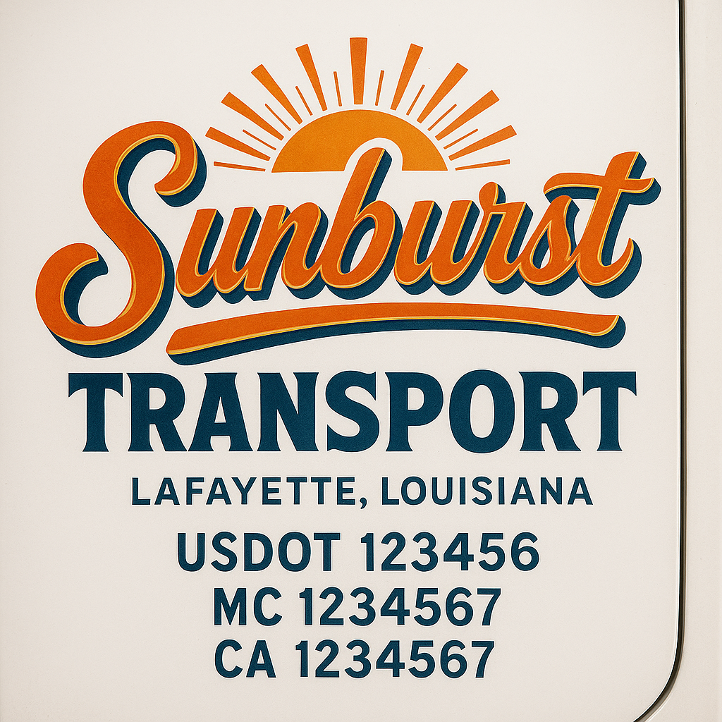 Trucking Door Decal With Name, City, USDOT, MC, CA, KYU, or Regulation Number Decal Stickers | Semi Truck US DOT Lettering Signs