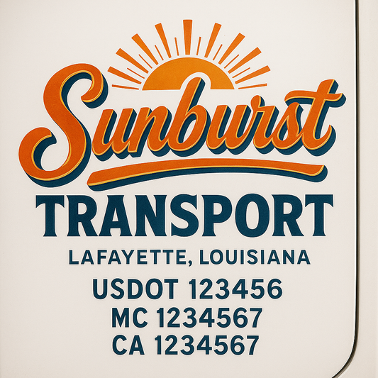 Trucking Door Decal With Name, City, USDOT, MC, CA, KYU, or Regulation Number Decal Stickers | Semi Truck US DOT Lettering Signs