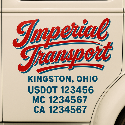 Trucking Door Decal With Name, City, USDOT, MC, CA, KYU, or Regulation Number Decal Stickers | Semi Truck US DOT Lettering Signs
