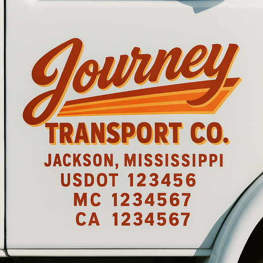 Trucking Door Decal With Name, City, USDOT, MC, CA, KYU, or Regulation Number Decal Stickers | Semi Truck US DOT Lettering Signs