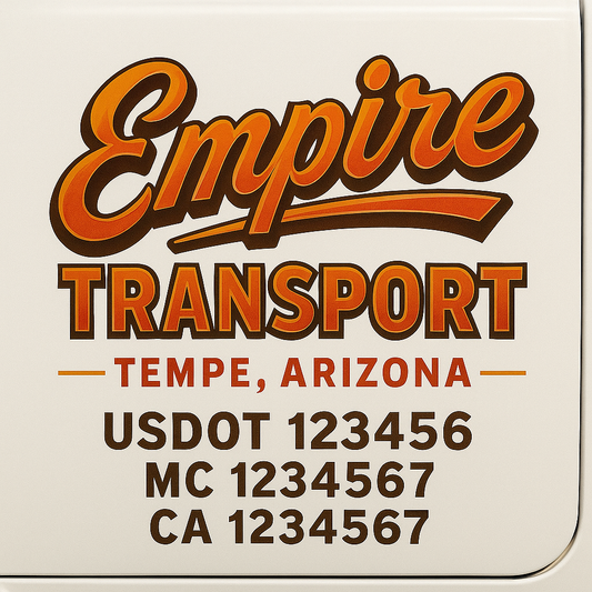 Trucking Door Decal With Name, City, USDOT, MC, CA, KYU, or Regulation Number Decal Stickers | Semi Truck US DOT Lettering Signs