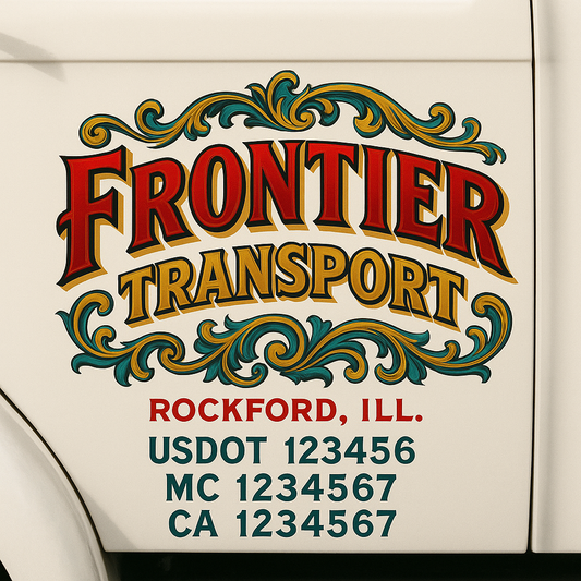Trucking Door Decal With Name, City, USDOT, MC, CA, KYU, or Regulation Number Decal Stickers | Semi Truck US DOT Lettering Signs