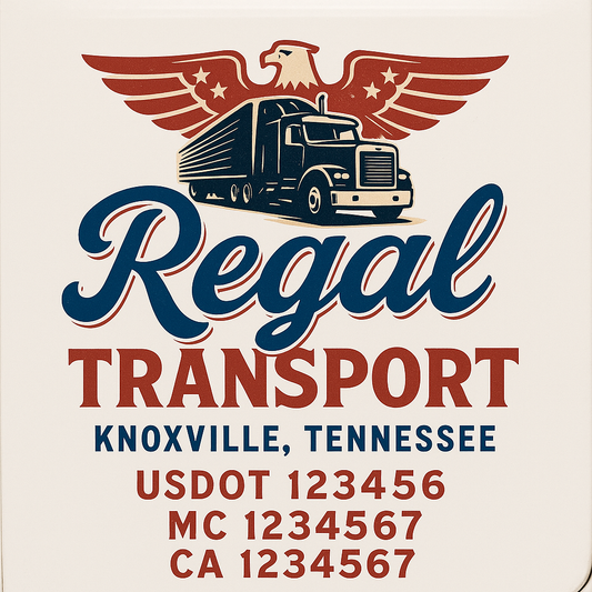Trucking Door Decal With Name, City, USDOT, MC, CA, KYU, or Regulation Number Decal Stickers | Semi Truck US DOT Lettering Signs