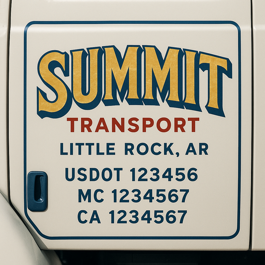 Trucking Door Decal With Name, City, USDOT, MC, CA, KYU, or Regulation Number Decal Stickers | Semi Truck US DOT Lettering Signs