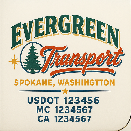 Trucking Door Decal With Name, City, USDOT, MC, CA, KYU, or Regulation Number Decal Stickers | Semi Truck US DOT Lettering Signs