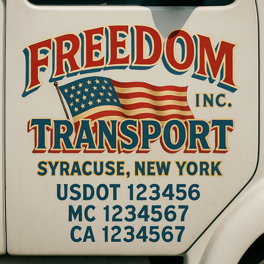 Trucking Door Decal With Name, City, USDOT, MC, CA, KYU, or Regulation Number Decal Stickers | Semi Truck US DOT Lettering Signs