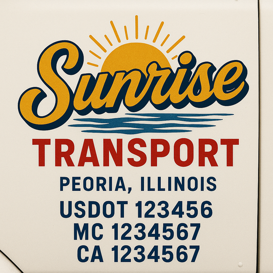 Trucking Door Decal With Name, City, USDOT, MC, CA, KYU, or Regulation Number Decal Stickers | Semi Truck US DOT Lettering Signs