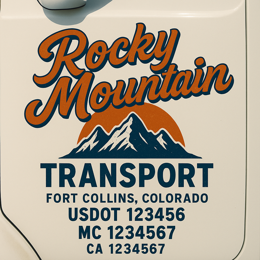 Trucking Door Decal With Name, City, USDOT, MC, CA, KYU, or Regulation Number Decal Stickers | Semi Truck US DOT Lettering Signs