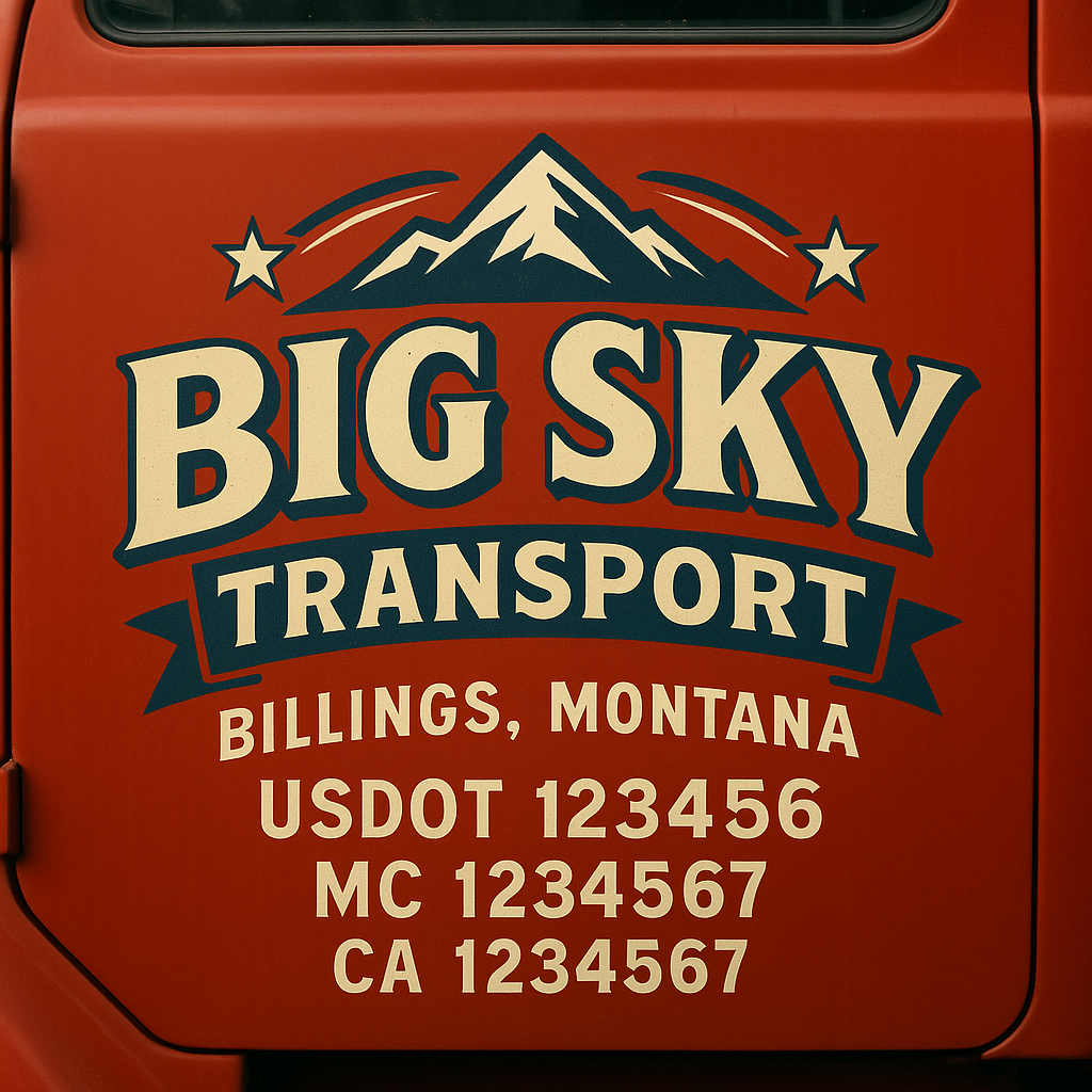 Trucking Door Decal With Name, City, USDOT, MC, CA, KYU, or Regulation Number Decal Stickers | Semi Truck US DOT Lettering Signs