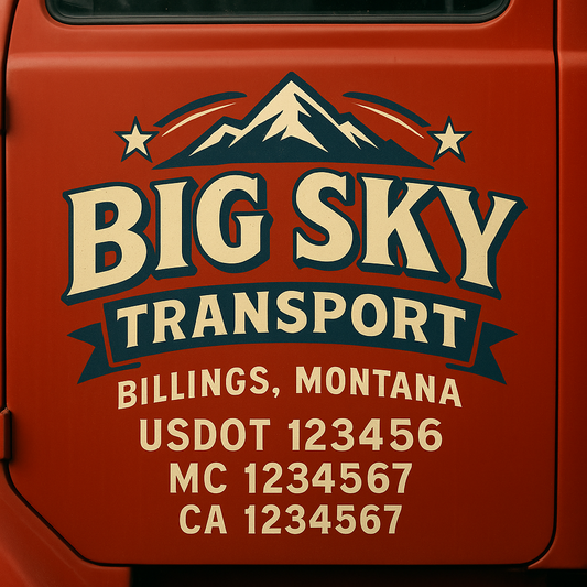 Trucking Door Decal With Name, City, USDOT, MC, CA, KYU, or Regulation Number Decal Stickers | Semi Truck US DOT Lettering Signs