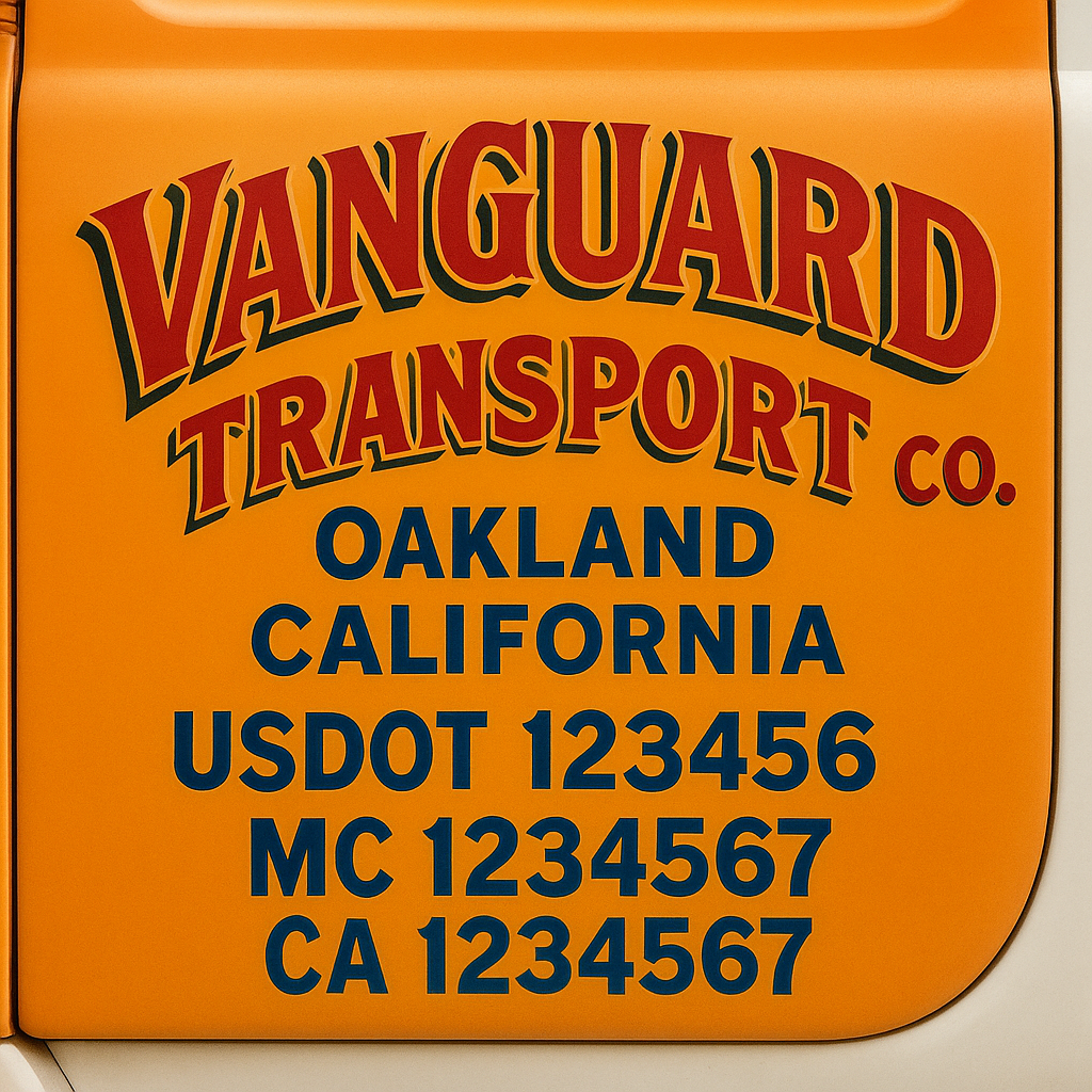 Trucking Door Decal With Name, City, USDOT, MC, CA, KYU, or Regulation Number Decal Stickers | Semi Truck US DOT Lettering Signs