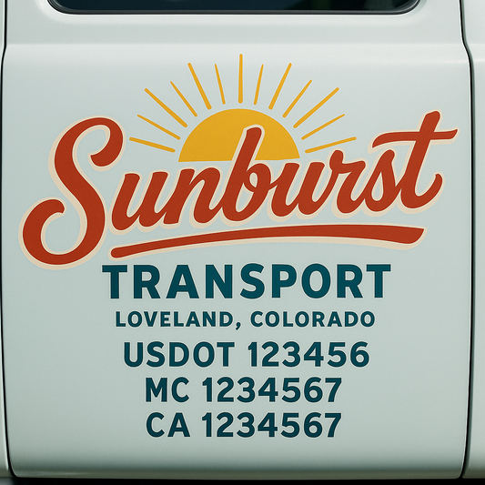 Trucking Door Decal With Name, City, USDOT, MC, CA, KYU, or Regulation Number Decal Stickers | Semi Truck US DOT Lettering Signs