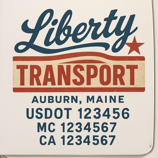 Trucking Door Decal With Name, City, USDOT, MC, CA, KYU, or Regulation Number Decal Stickers | Semi Truck US DOT Lettering Signs