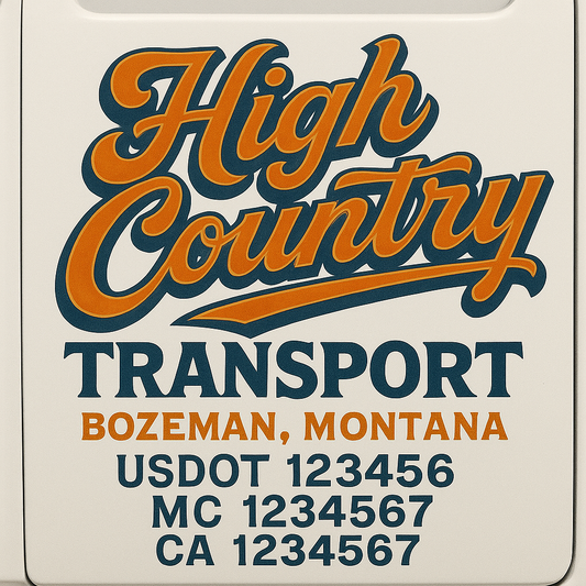 Trucking Door Decal With Name, City, USDOT, MC, CA, KYU, or Regulation Number Decal Stickers | Semi Truck US DOT Lettering Signs