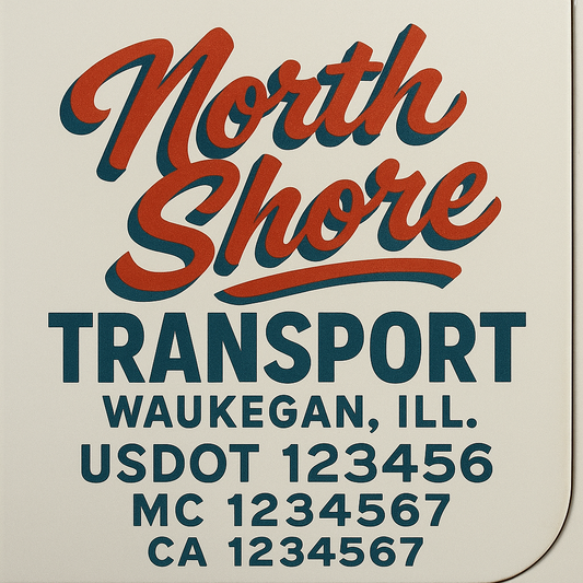 Trucking Door Decal With Name, City, USDOT, MC, CA, KYU, or Regulation Number Decal Stickers | Semi Truck US DOT Lettering Signs
