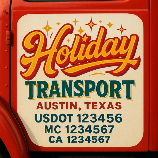 Trucking Door Decal With Name, City, USDOT, MC, CA, KYU, or Regulation Number Decal Stickers | Semi Truck US DOT Lettering Signs