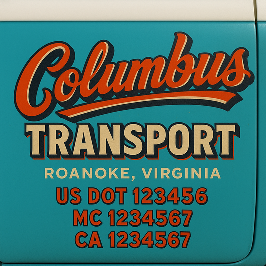 Trucking Door Decal With Name, City, USDOT, MC, CA, KYU, or Regulation Number Decal Stickers | Semi Truck US DOT Lettering Signs