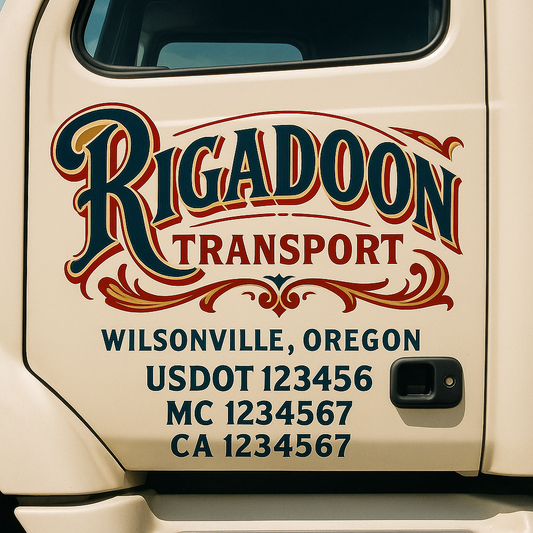Trucking Door Decal With Name, City, USDOT, MC, CA, KYU, or Regulation Number Decal Stickers | Semi Truck US DOT Lettering Signs