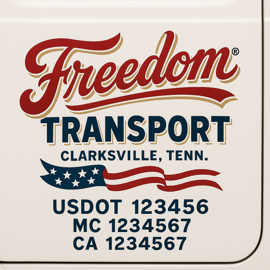 Trucking Door Decal With Name, City, USDOT, MC, CA, KYU, or Regulation Number Decal Stickers | Semi Truck US DOT Lettering Signs