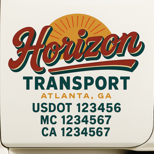 Trucking Door Decal With Name, City, USDOT, MC, CA, KYU, or Regulation Number Decal Stickers | Semi Truck US DOT Lettering Signs