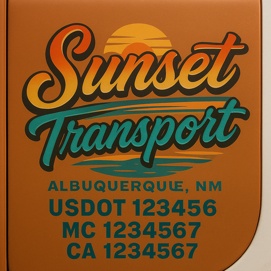 Trucking Door Decal With Name, City, USDOT, MC, CA, KYU, or Regulation Number Decal Stickers | Semi Truck US DOT Lettering Signs