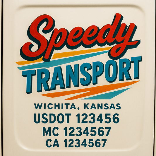 Trucking Door Decal With Name, City, USDOT, MC, CA, KYU, or Regulation Number Decal Stickers | Semi Truck US DOT Lettering Signs