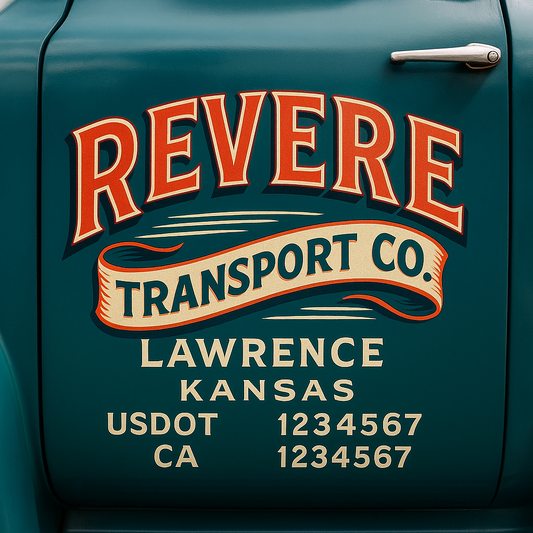 Trucking Door Decal With Name, City, USDOT, MC, CA, KYU, or Regulation Number Decal Stickers | Semi Truck US DOT Lettering Signs