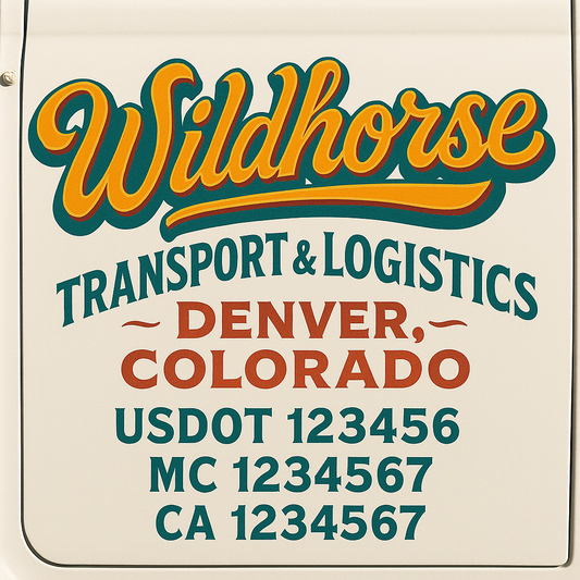 Trucking Door Decal With Name, City, USDOT, MC, CA, KYU, or Regulation Number Decal Stickers | Semi Truck US DOT Lettering Signs