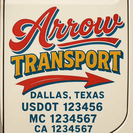 Trucking Door Decal With Name, City, USDOT, MC, CA, KYU, or Regulation Number Decal Stickers | Semi Truck US DOT Lettering Signs