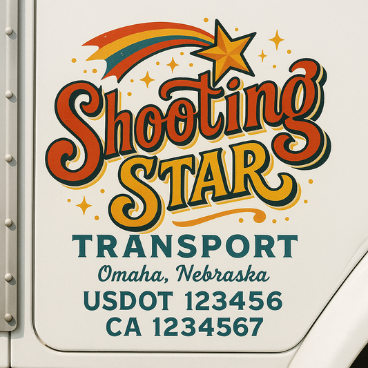 Trucking Door Decal With Name, City, USDOT, MC, CA, KYU, or Regulation Number Decal Stickers | Semi Truck US DOT Lettering Signs
