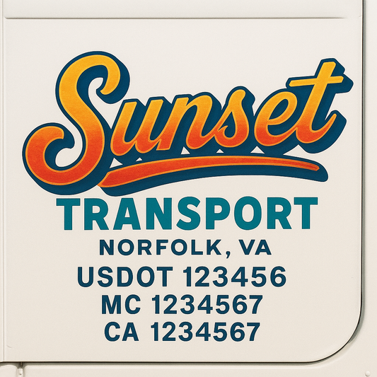Trucking Door Decal With Name, City, USDOT, MC, CA, KYU, or Regulation Number Decal Stickers | Semi Truck US DOT Lettering Signs