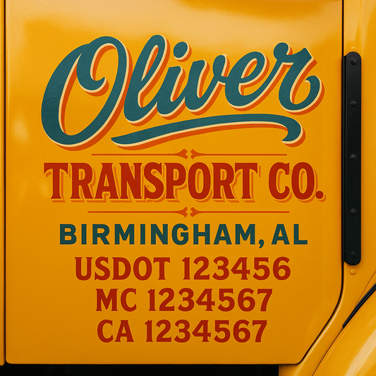 Trucking Door Decal With Name, City, USDOT, MC, CA, KYU, or Regulation Number Decal Stickers | Semi Truck US DOT Lettering Signs