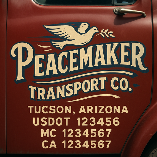 Trucking Door Decal With Name, City, USDOT, MC, CA, KYU, or Regulation Number Decal Stickers | Semi Truck US DOT Lettering Signs