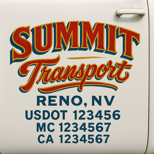 Trucking Door Decal With Name, City, USDOT, MC, CA, KYU, or Regulation Number Decal Stickers | Semi Truck US DOT Lettering Signs