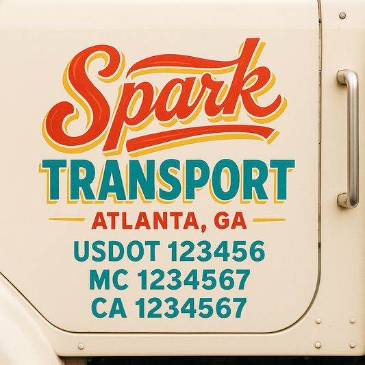 Trucking Door Decal With Name, City, USDOT, MC, CA, KYU, or Regulation Number Decal Stickers | Semi Truck US DOT Lettering Signs