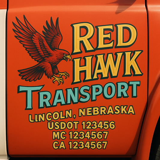 Trucking Door Decal With Name, City, USDOT, MC, CA, KYU, or Regulation Number Decal Stickers | Semi Truck US DOT Lettering Signs