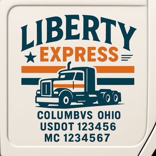 Trucking Door Decal With Name, City, USDOT, MC, CA, KYU, or Regulation Number Decal Stickers | Semi Truck US DOT Lettering Signs