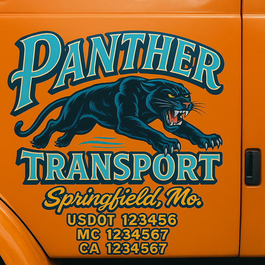 Trucking Door Decal With Name, City, USDOT, MC, CA, KYU, or Regulation Number Decal Stickers | Semi Truck US DOT Lettering Signs