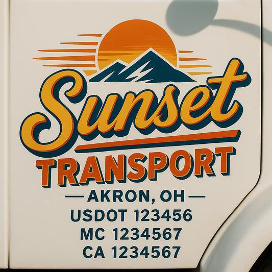 Trucking Door Decal With Name, City, USDOT, MC, CA, KYU, or Regulation Number Decal Stickers | Semi Truck US DOT Lettering Signs