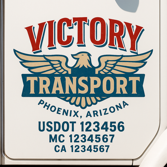 Trucking Door Decal With Name, City, USDOT, MC, CA, KYU, or Regulation Number Decal Stickers | Semi Truck US DOT Lettering Signs