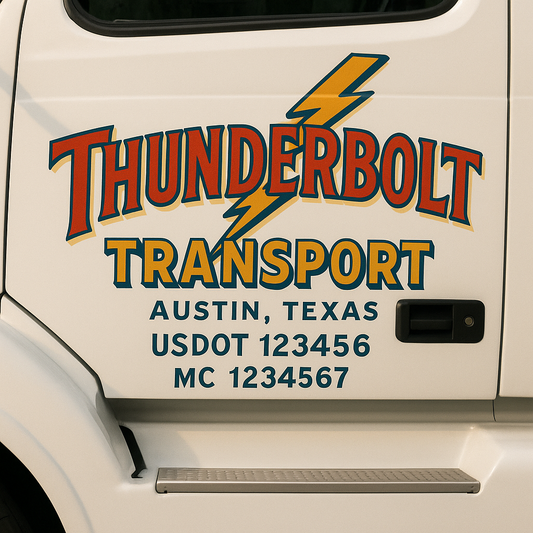 Trucking Door Decal With Name, City, USDOT, MC, CA, KYU, or Regulation Number Decal Stickers | Semi Truck US DOT Lettering Signs