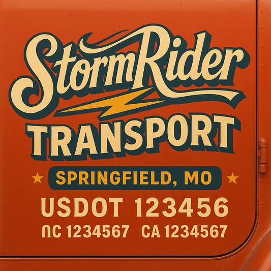 Trucking Door Decal With Name, City, USDOT, MC, CA, KYU, or Regulation Number Decal Stickers | Semi Truck US DOT Lettering Signs